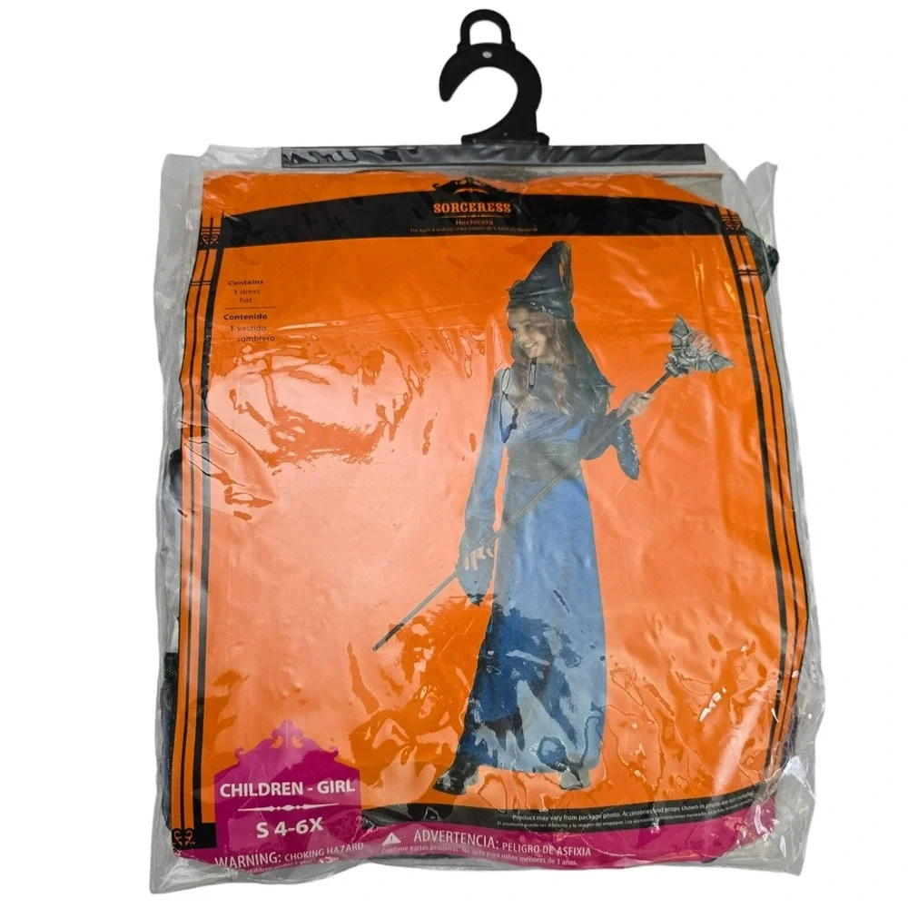 Child 2pc Costume Size 4-6X Sorceress Dress and Hat With Veil Halloween